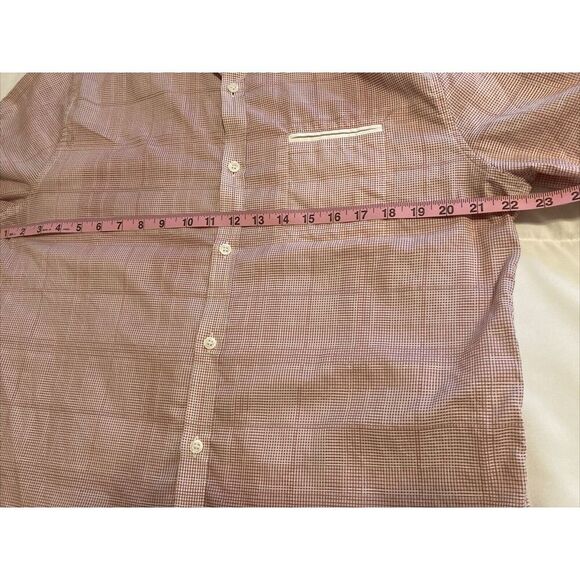 Murano Performance Mens Large Red Plaid Short Sleeve Collared Shirt - Picture 9 of 14